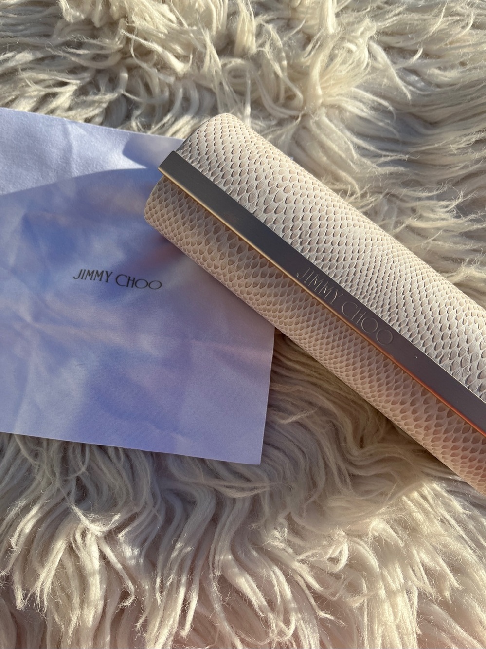 Jimmy Choo Pale Pink Snake-Effect Glasses Case - Picture 9 of 12